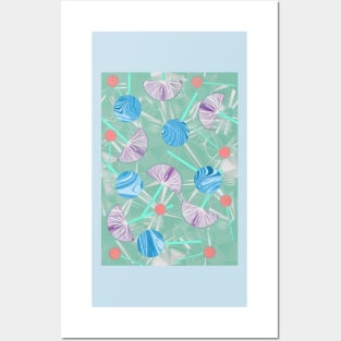 Vintage Geometric Flowers, Kimono,Cocktail  Abstract Pattern Posters and Art